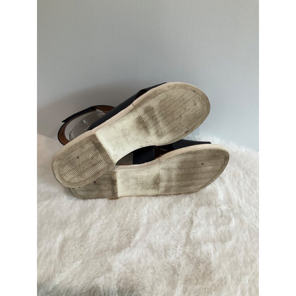 Franco Sarto Womens Akasha Sandals Crisscross Blue Leather Slingback Flat - Picture 7 of 7